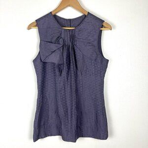 BCBG Maxazria Purple Silk Top sz S Sleeveless Bow Victorian Steampunk Pleated